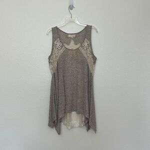 A’reve crochet chest tank top taupe Sz M Woman’s
